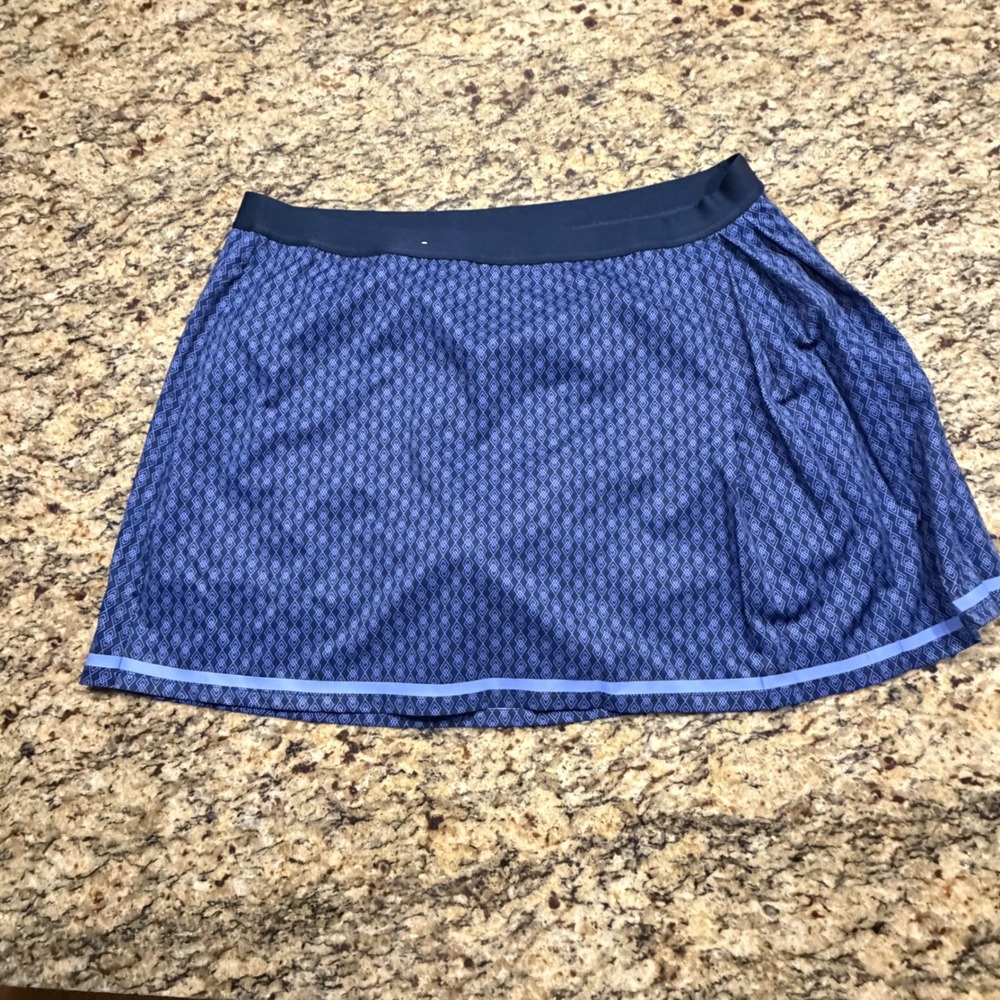 NEW Lady Hagen Womens XXL Side Pleat Contrast Skort Argyle Geo Navy ws